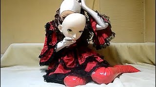 female mask kigurumi doll   red dress＆latex boots zentai girl