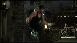Тренировка из фильма "Рокки 4" 1985 г.  Сильвестр Сталлоне и Дольф Лундгрен