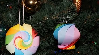 Новогодние игрушки из бумаги на елку Кусудама ОРИГАМИ