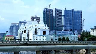 The White Building and Koh Pich Island Constructions, View from the Naga Bridge, Phnom Penh