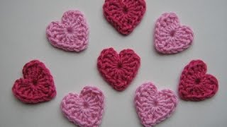 Сердечко крючком для начинающих.Маленькие сердечки крючком.Сердечко из пряжи+сердце крючком.