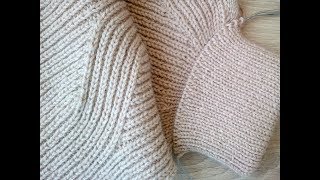 Свитер спицами в процессе, полупатентной резинкой. P.Lenty&Knit