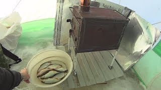 Рыбалка в палатке и испытание печи. Поставушки на налима.