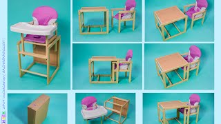 Детский стульчик для кормления трансформер 4Kids. Как собрать детский стульчик. HDTV 1080.
