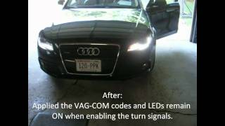 2009 Audi A4 B8 using VAG-COM codes (dial sweep, remote windows, daytime LED)