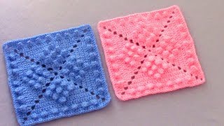 Вязание мотива для пледа. Попкорн крючком