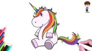 Как нарисовать Единорога - Unicorn kawaii легко для детей   нарисовать единорога – Unicorn Drawing