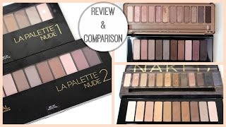 L'Oréal La Palette Nude 1 & 2 Review + Urban Decay Naked Palettes Comparison! | Bailey B.