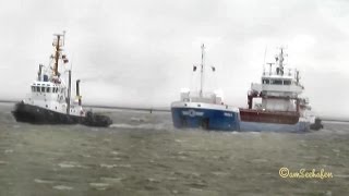 Havarist HEINZ G V2OE2 IMO 9536521 Salvage by tugs Bergung Emden Germany 10 Bft