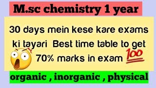 Best  Time table. for scoring good marks in 30 days,m.sc  chemistry 1sem exam ki tyari|Time table