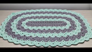 Tapete de Crochê Oval Ponto Concha
