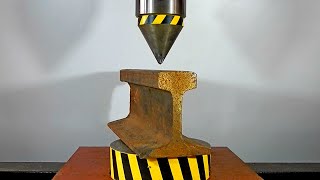 100 ТОННЫЙ ГИДРАВЛИЧЕСКИЙ ПРЕСС ЛОМАЕТ ЖЕЛЕЗНОДОРОЖНЫЙ РЕЛЬС