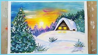 ?Рисуем Зимний Пейзаж Гуашью! Запись трансляции!