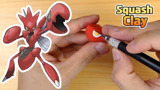 Sculpting Scizor Bug/Steel Pokémon Clay art