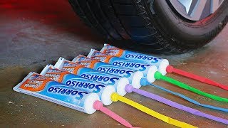 EXPERIÊNCIA: CARRO VS CREME DENTAL! Esmagando Coisas Crocantes e Macias de Carro