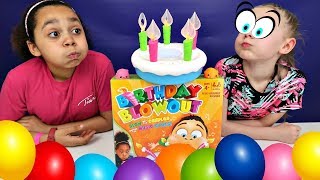 BIRTHDAY CAKE BLOWOUT Toy Challenge Game - Surprise Toys | Toys AndMe