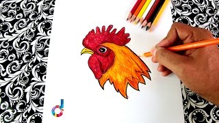How to draw a Rooster Beak, Crest, Crow's head | Learning to draw for Kids