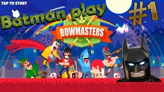 В пух и прах Bowmasters БИТВА МУЛЬТ ГЕРОЕВ!!! Бэтмен играет мультфильм для детей.