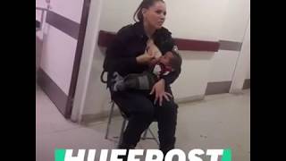 New video of police officer breastfeeding a malnourished baby at hospital while on duty Buenos Aires