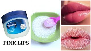 Vaseline Lip Scrub For Pink Lips at home ! how to get Soft pink lips naturally ! Dry Lips remedy