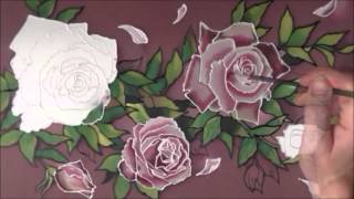 Silk art "Roses on silk". Батик "Розы"