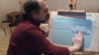 Александр Цвелик, "Зимний пейзаж, январь", пейзаж пастелью из цикла "Дыхание года", видеоурок