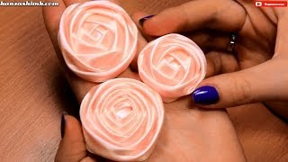 Как сделать розу из атласной ленты для свадебного букета? Мастер класс / DIY Satin Ribbon Rose