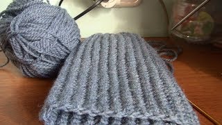 Шапочка тунисским крючком узор резинкой