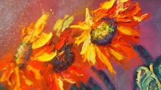 Мастер-класс по интуитивной живописи, пишем цветы маслом, яркая картина, ч 2