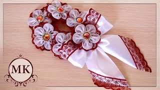 Резинка на пучок. МК. / DIY. Kanzashi. Flower Bun Garland. Headband  Hair Bun. Scrunchies Headband.