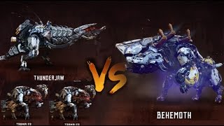 Behemoth vs. Thunderjaw, 2 tramplers. (Horizon Zero Dawn)