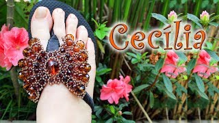 Chinelo decorado: Laço de pérolas e cristais (PARTE 2)