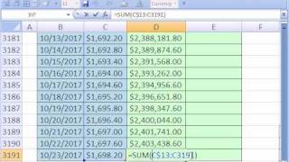 Excel Formula Efficiency 9: Faster Running Total Formula