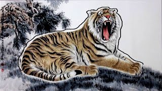 New Power Art Chinese Painting 1: Tigers by Artist Zhang Lan