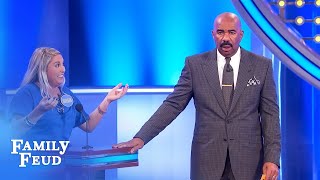 Steve simply can't believe Morgan's answer! | Family Feud