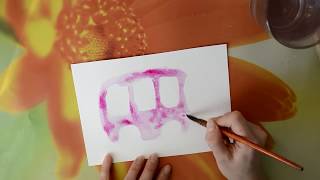Мастер класс #5 Картина акварелью. Детская иллюстрация - автобус.
