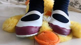 Trampling stuffed animal