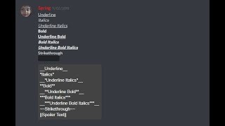 Discord | How to type in bold, italics, underline etc.