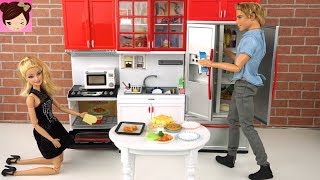 Playing with Barbie Doll House Kitchen Toys - Oven, Groceries & Food Re-Ment Collectibles
