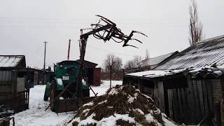 Самодельный  подъёмник,погрузчик для сена, навоза,на трактор.