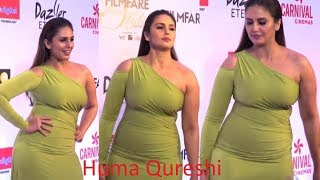 Huma Qureshi In Skintight Green Gown At Filmfare Glamour And Style Awards 2017