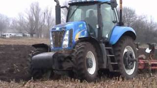 Соревнование тракторов с плугом Fendt 936, New Holland 8050, Case 335.