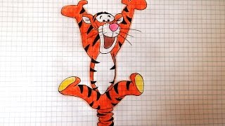Как нарисовать Тигра Уолт Дисней /Tiger cartoon Winnie the Pooh and his friends Walt Disney
