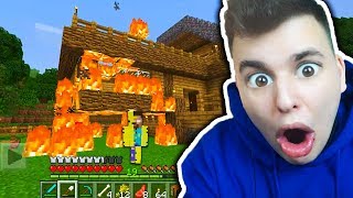 Minecraft na Telefon - HEROBRINE PODPALIŁ MI DOM!!!! #15