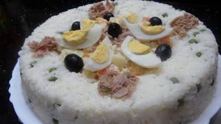 سلطة الماسيدوان شكل تارت فالمول العجيب شكلها راقي للعزومات و الشهر الكريم كوني شاف  ..salade de riz