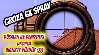 GROZA 6X SPRAY!!! POCHINKI ÇATILARINDA | DÜŞMAN İLE DROP PAYLAŞTIK | PUBG MOBILE ERANGEL GAMEPLAY