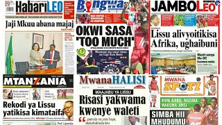 Magazeti ya Leo Jumatatu 18/9/2017:Rekodi ya Lisu yatikisa Afrika