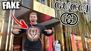 WEARING FAKE GUCCI TO THE GUCCI STORE PRANK!! **CAUGHT**