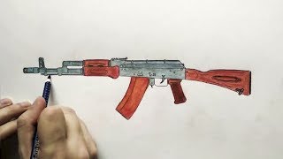 Рисуем поэтапно автомат Калашникова АК 74
