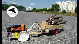 Как сделать трактор из моторчика, картона и палочек? / How to make a tractor?